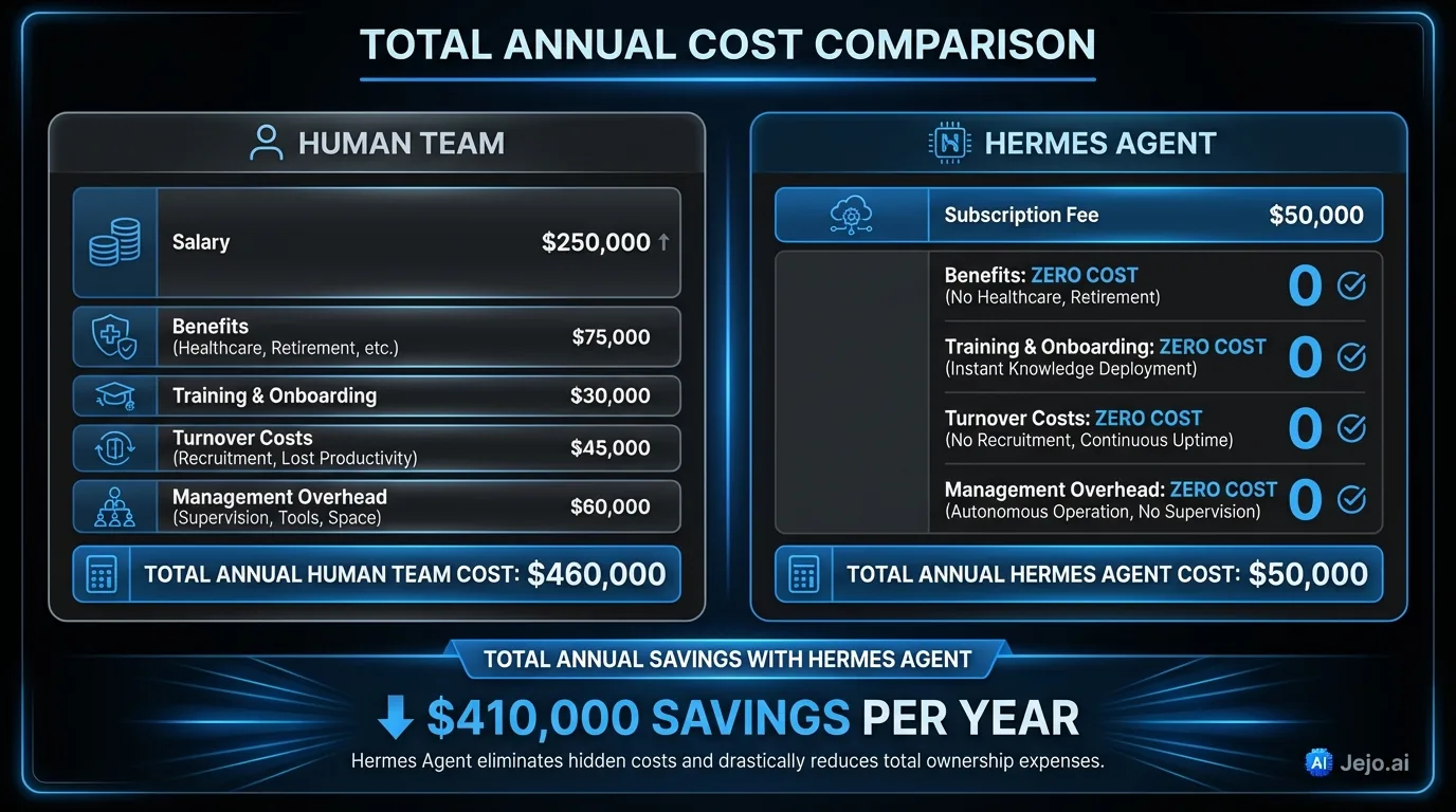 Hermes Agent total cost of ownership comparison including hidden costs